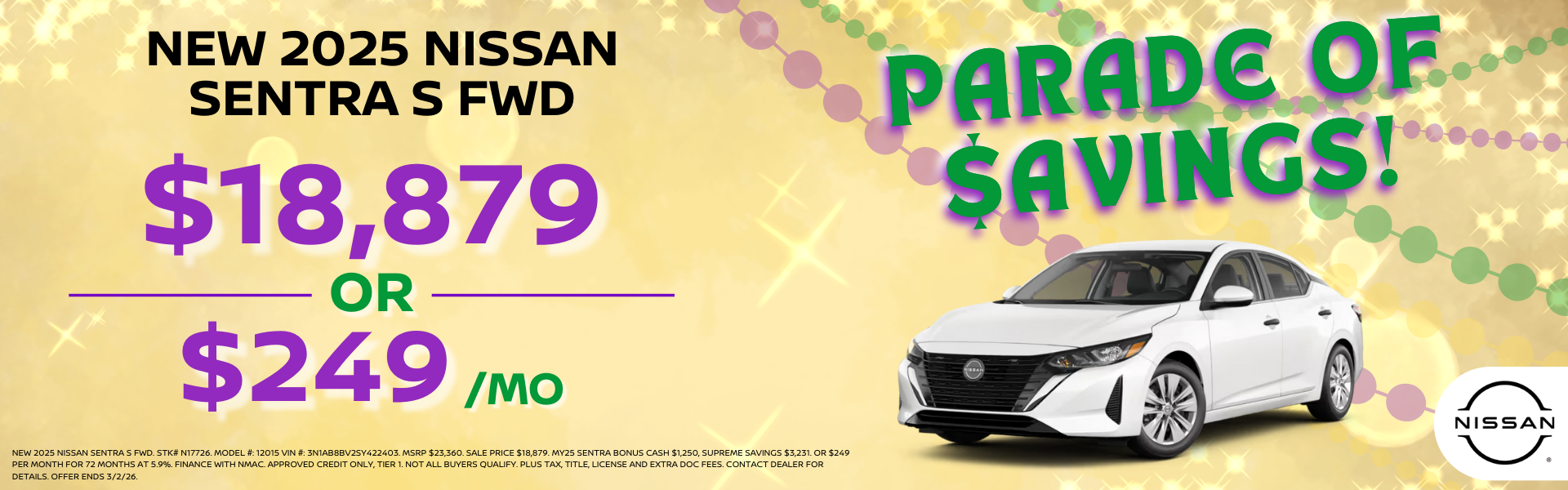 New 2025 Nissan Sentra S FWD