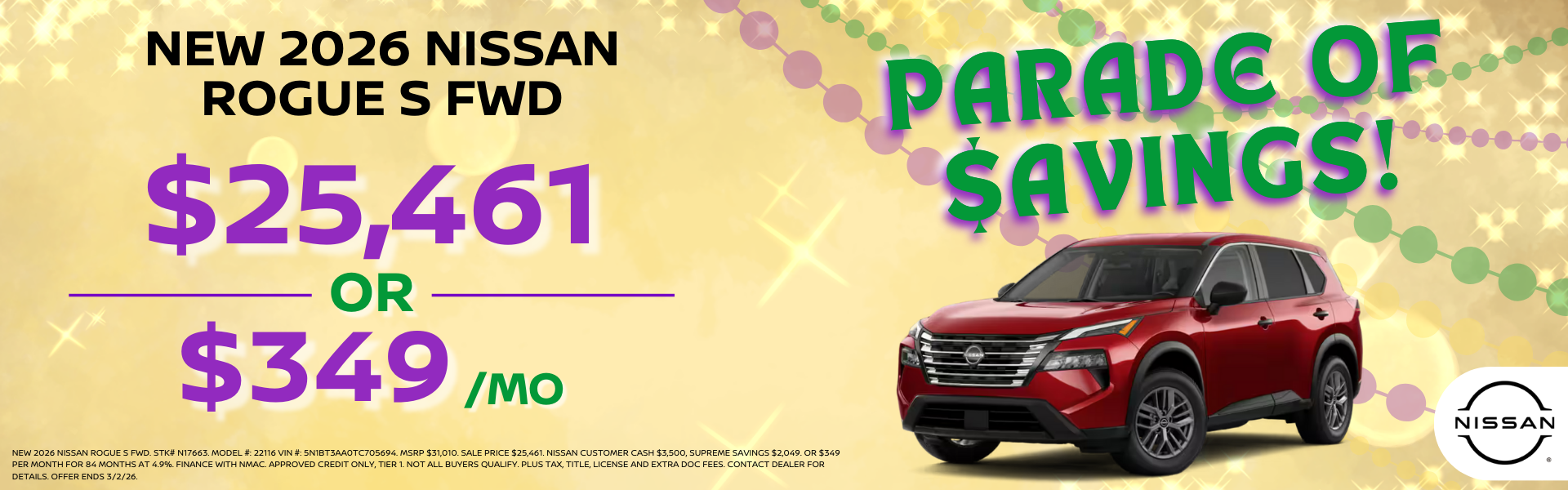 New 2026 Nissan Rogue S FWD