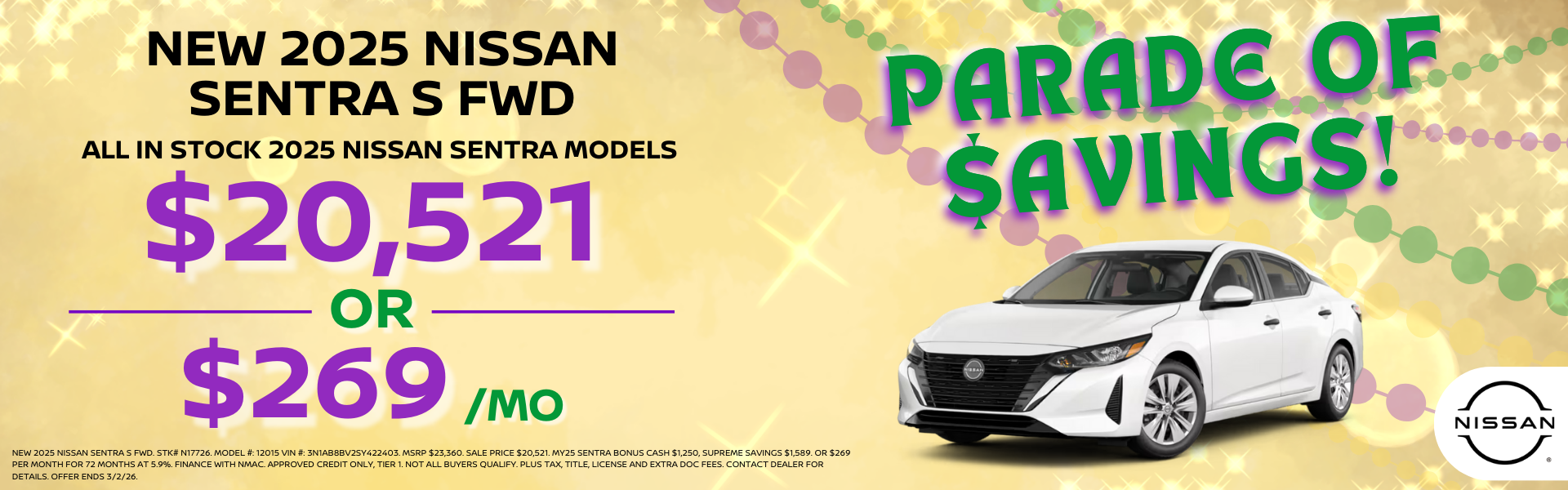 New 2025 Nissan Sentra S FWD