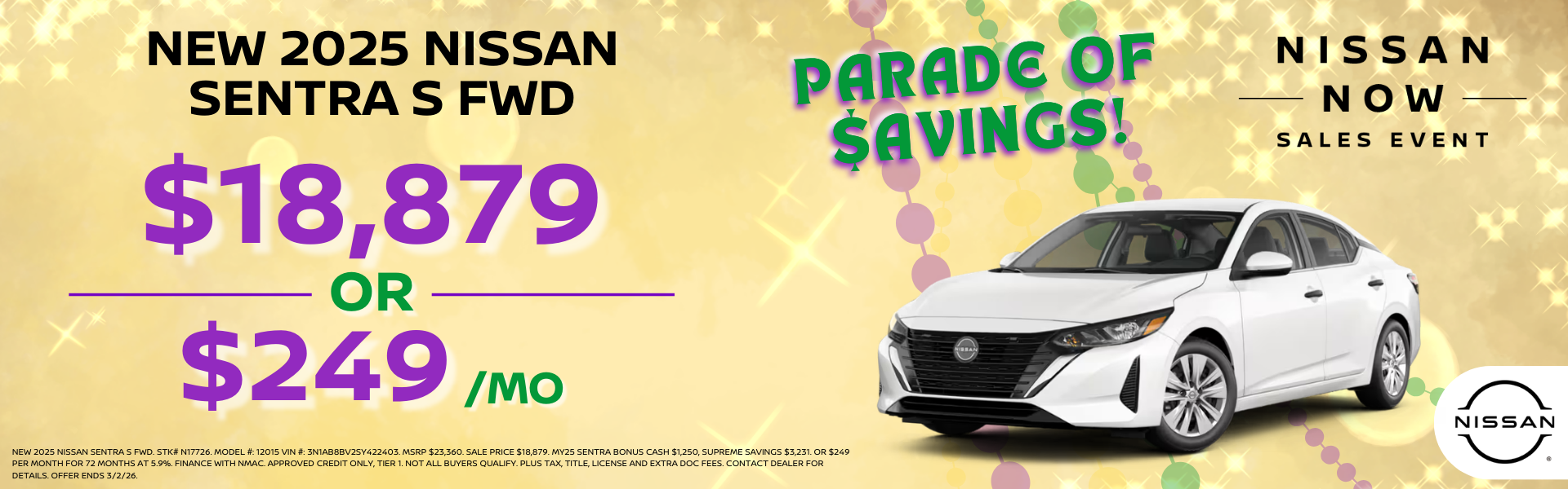 New 2025 Nissan Sentra S FWD