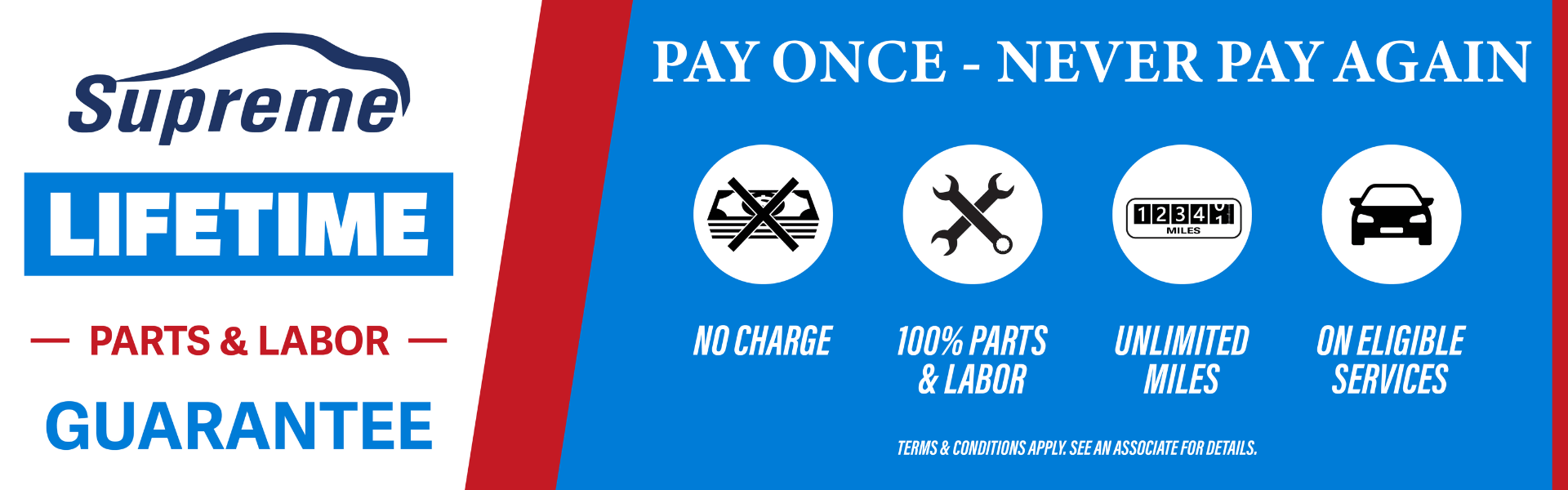 Supreme, Lifetime parts and labor Guarantee